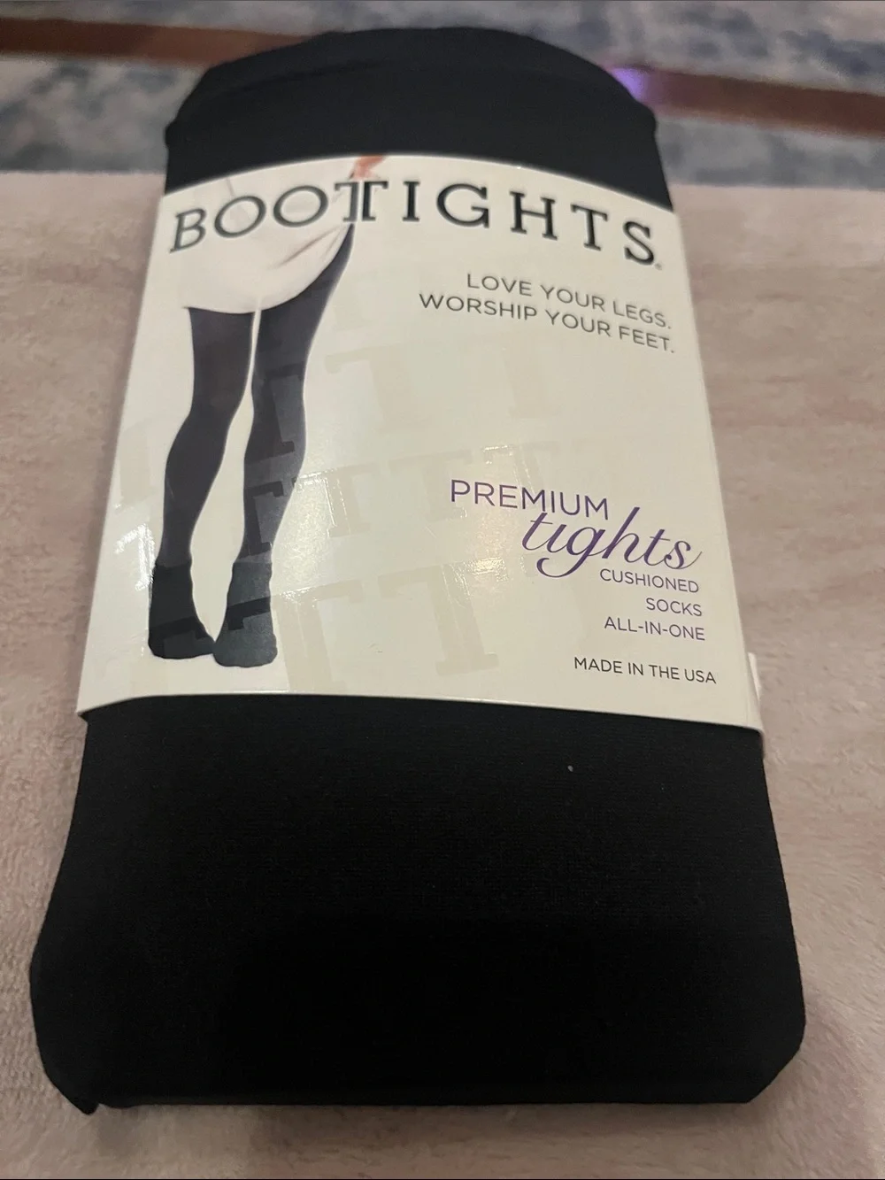 Premium Black Tights with Cushioned Socks - NWT